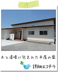 木と漆喰に包まれた平屋の家