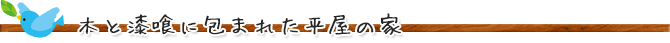 木と漆喰に包まれた平屋の家
